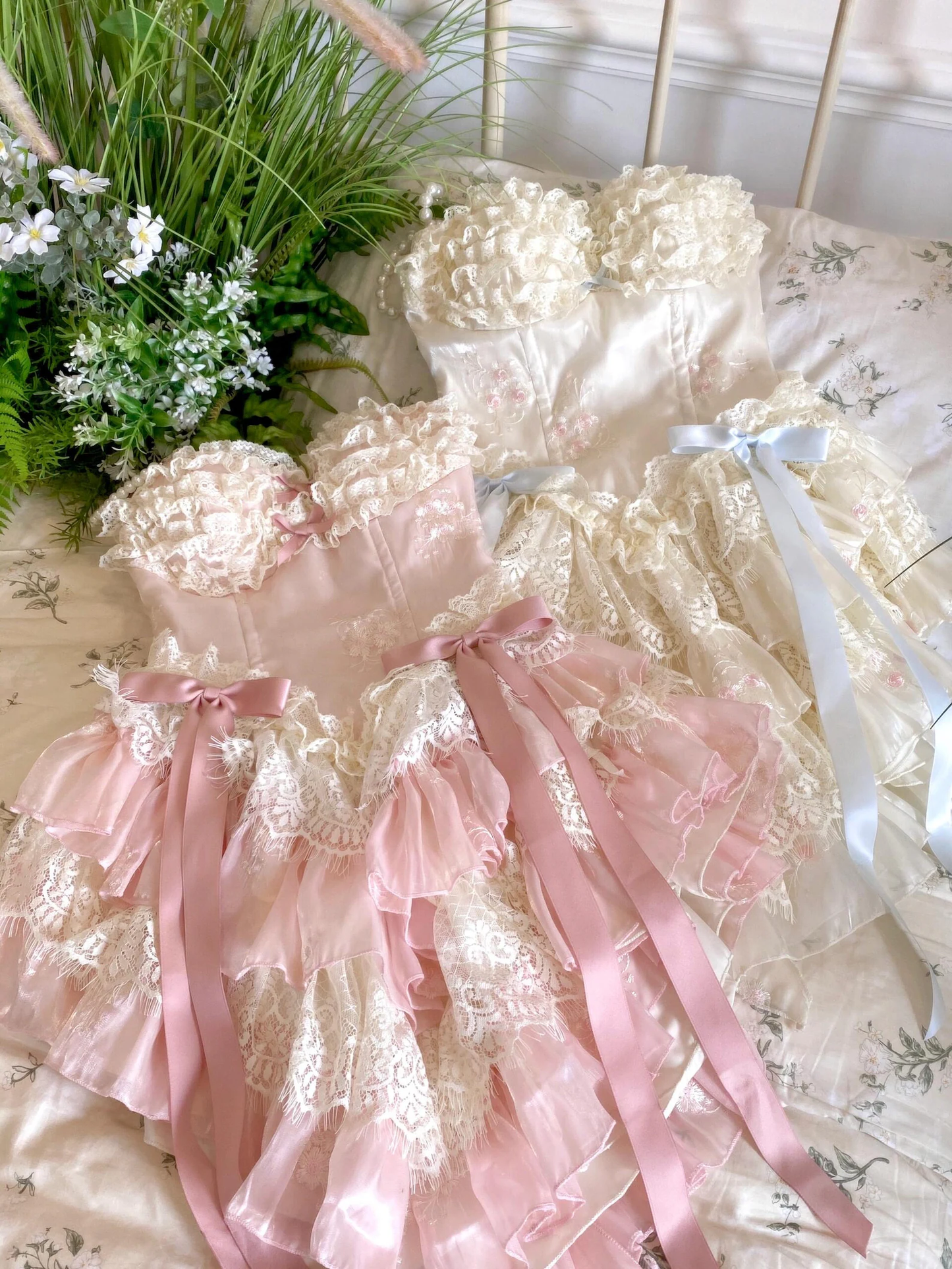 Pink Lace Marie Antoinette Style Short Dress