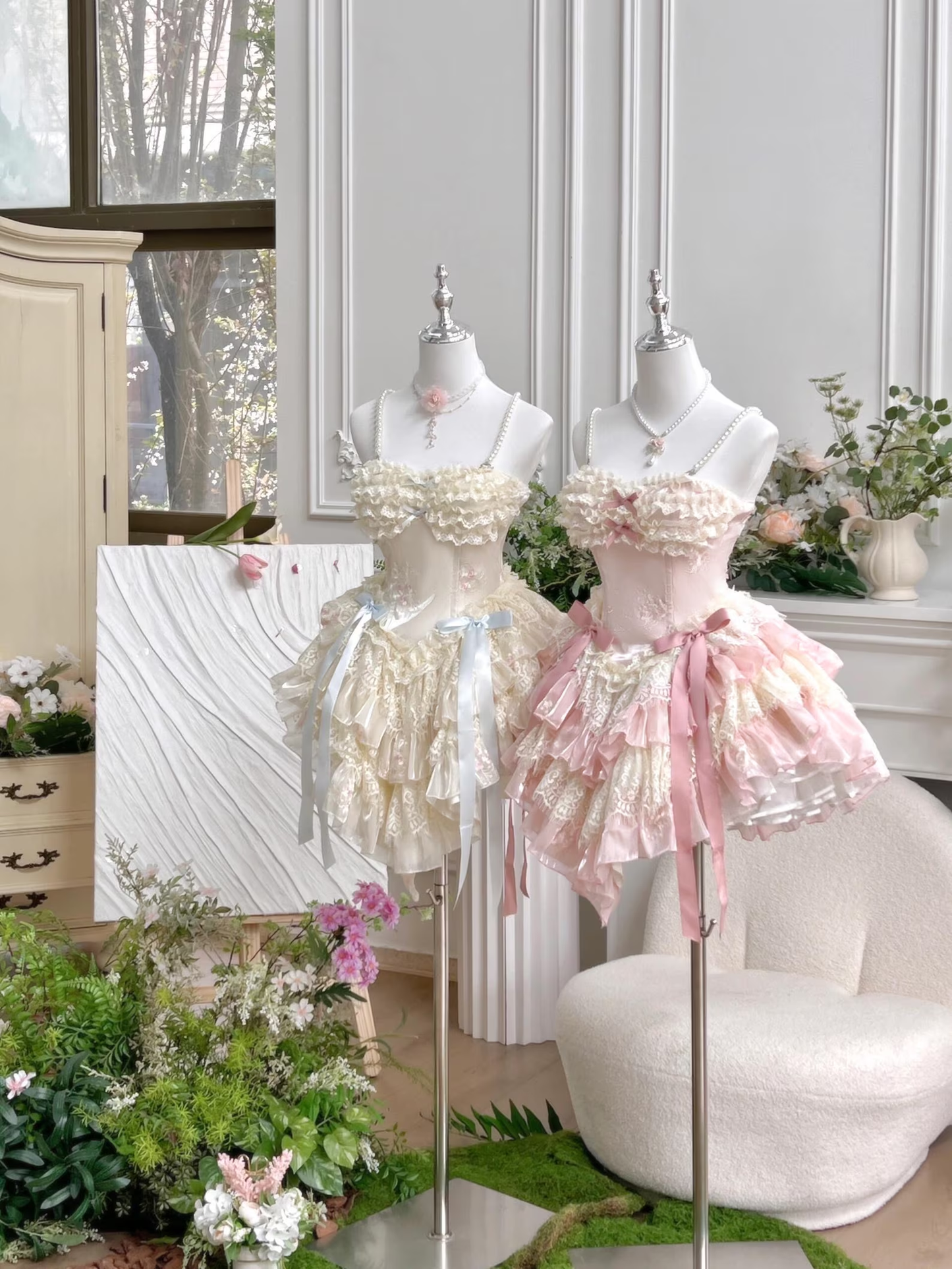 Pink Lace Marie Antoinette Style Short Dress