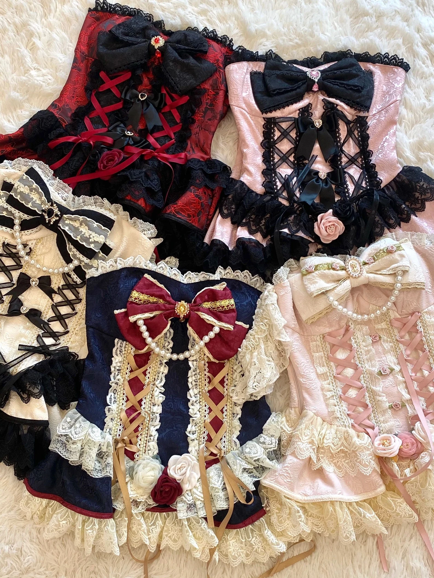 Rose Sweet Tea Lace Marie Antoinette Style Short Dress Set
