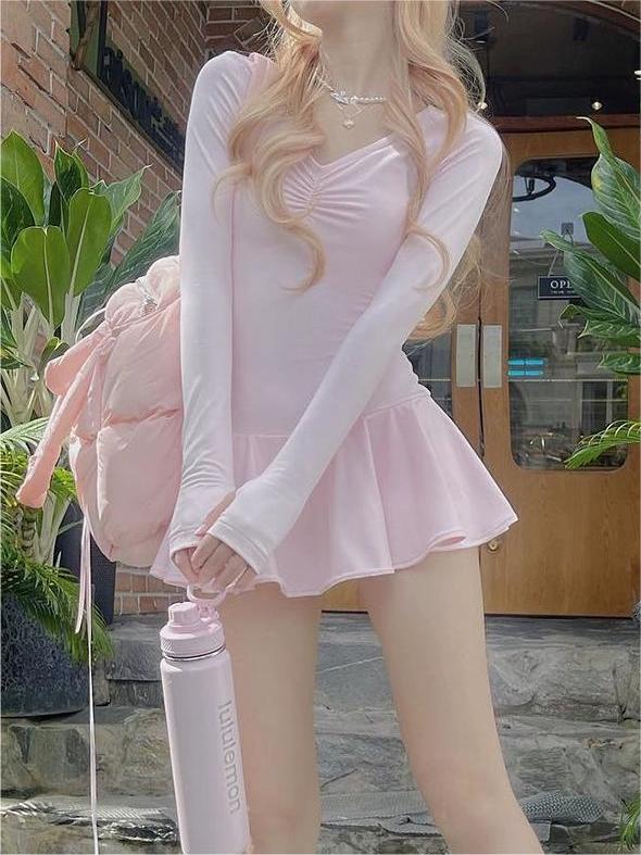 Pink Cinched Waist A-Line Dress