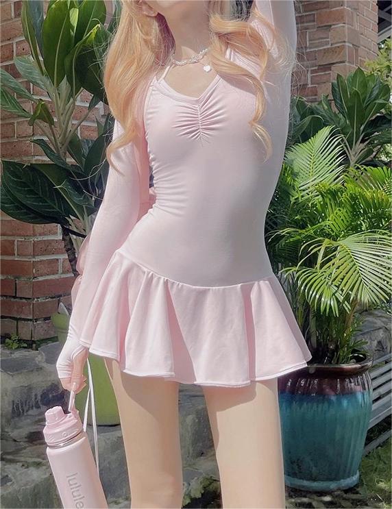 Pink Cinched Waist A-Line Dress