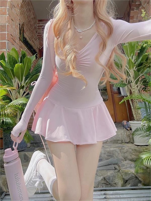 Pink Cinched Waist A-Line Dress