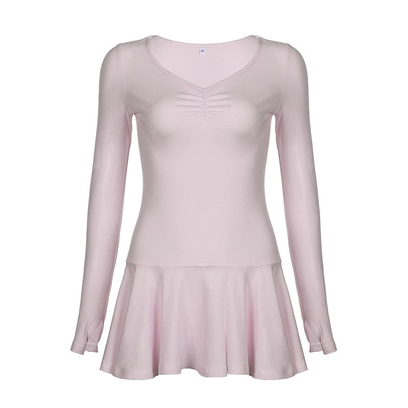 Pink Cinched Waist A-Line Dress