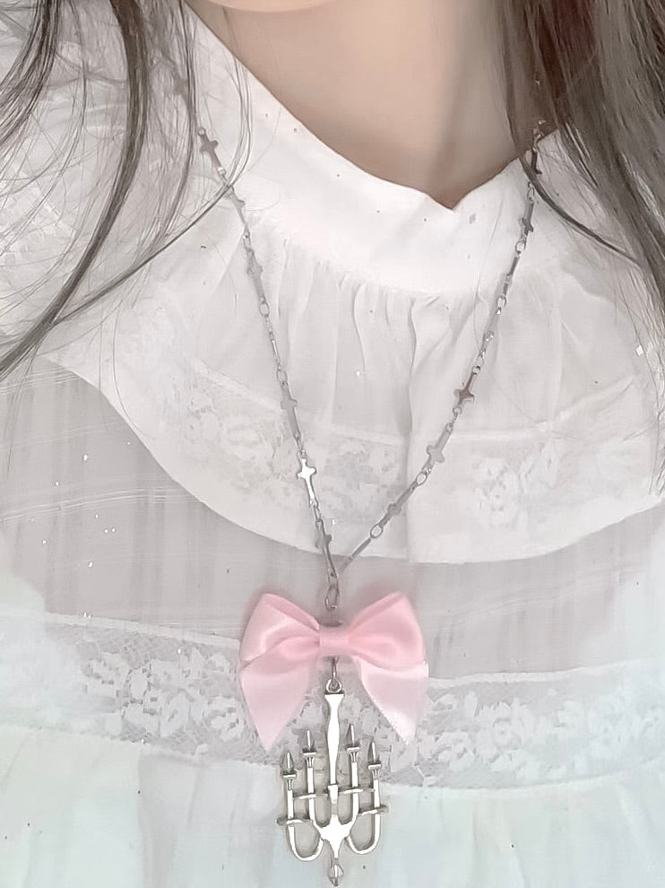 ♡ Candlestick Bow Necklace ♡