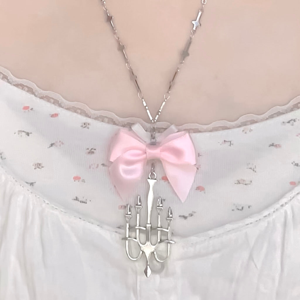 ♡ Candlestick Bow Necklace ♡