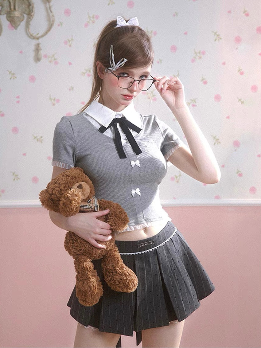 Gray Pleated Skirt