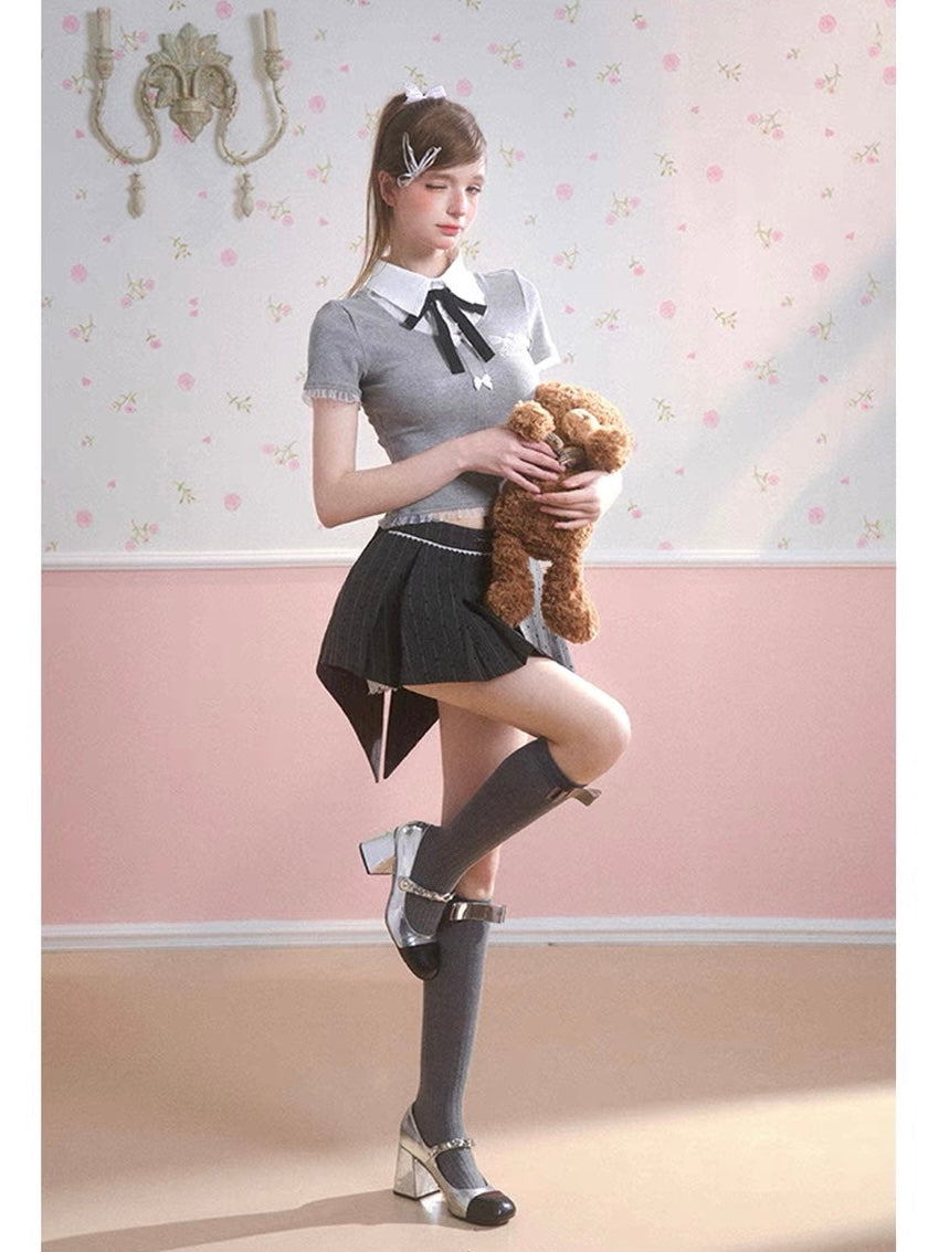 Gray Pleated Skirt