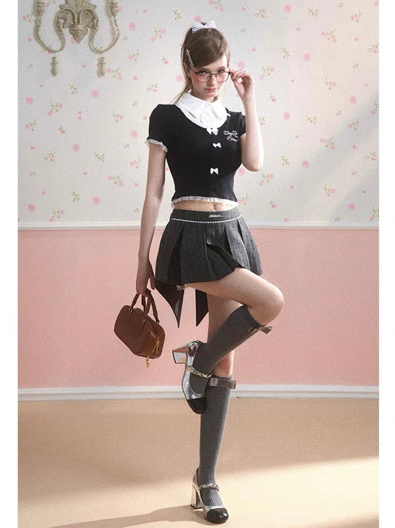 Gray Pleated Skirt
