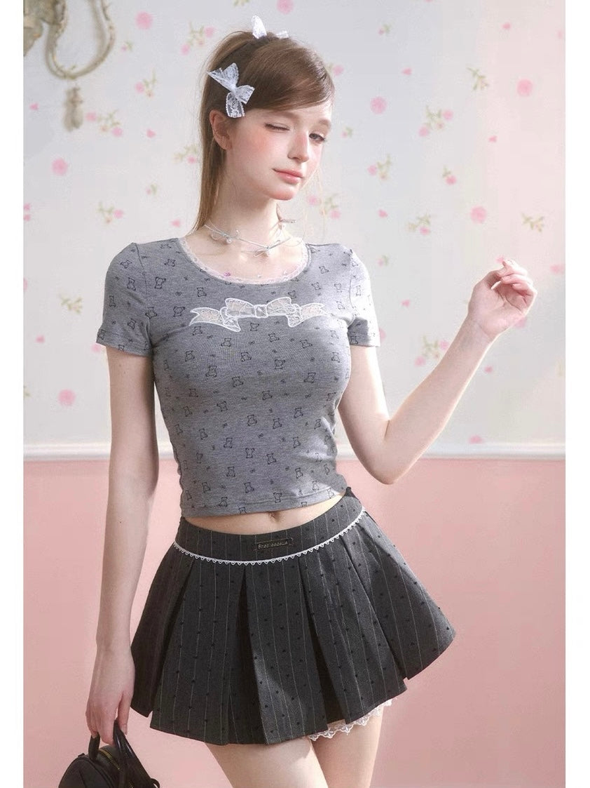 Gray Pleated Skirt