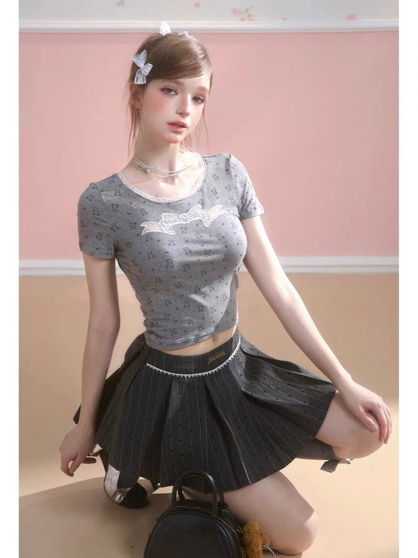 Gray Pleated Skirt