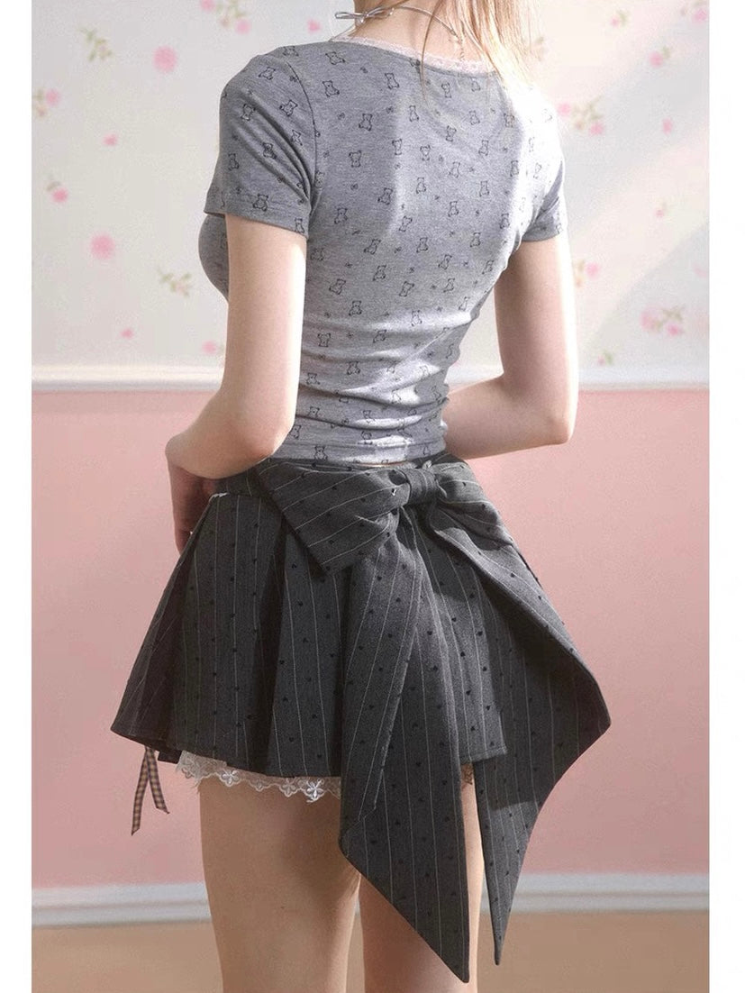 Gray Pleated Skirt