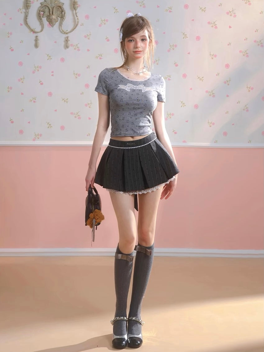 Gray Pleated Skirt