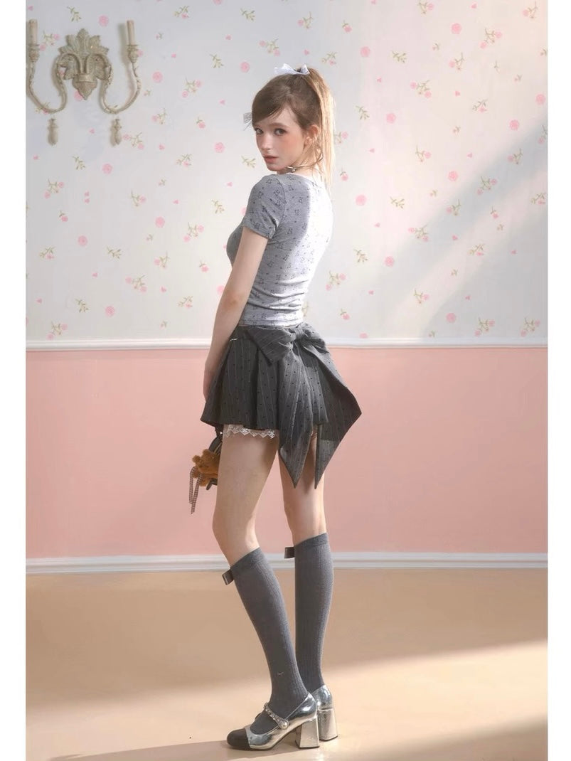 Gray Pleated Skirt