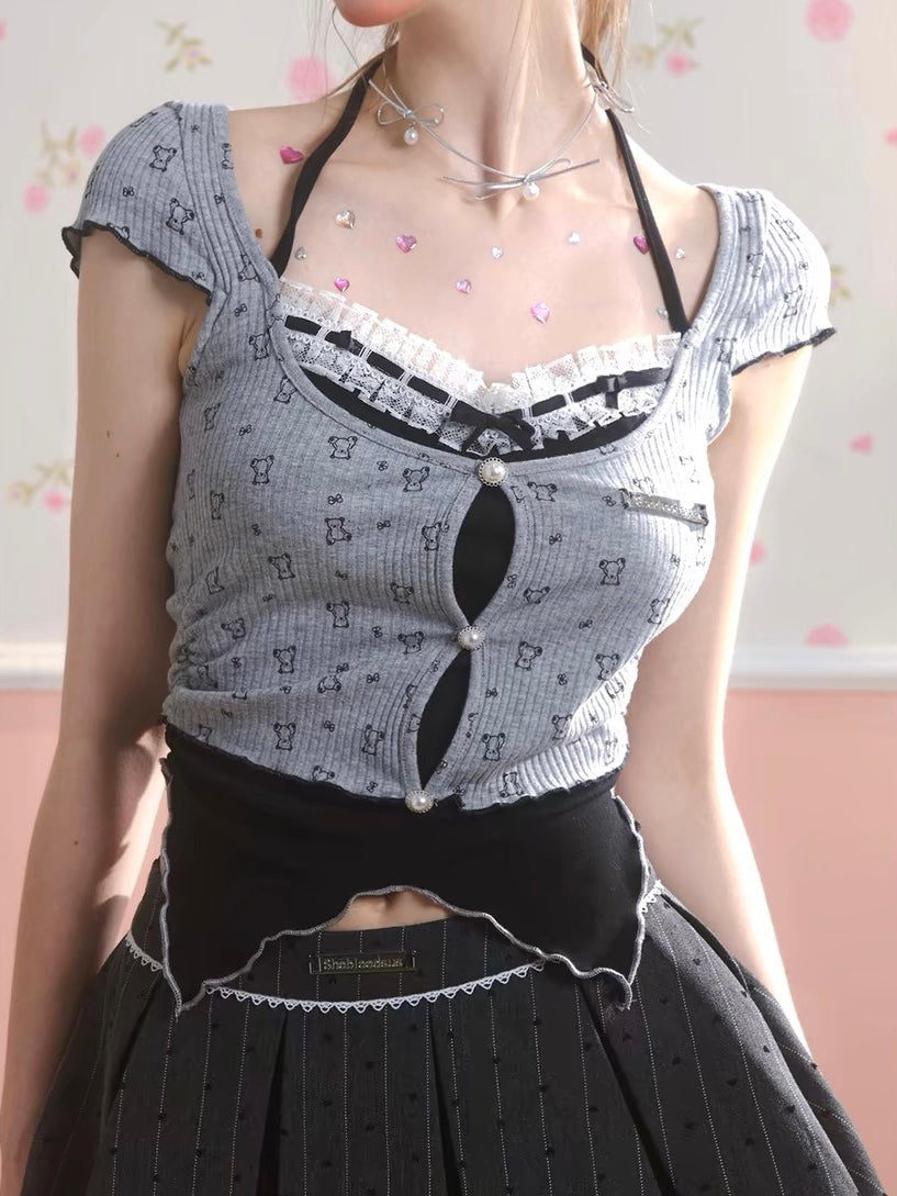 Gray Pleated Skirt