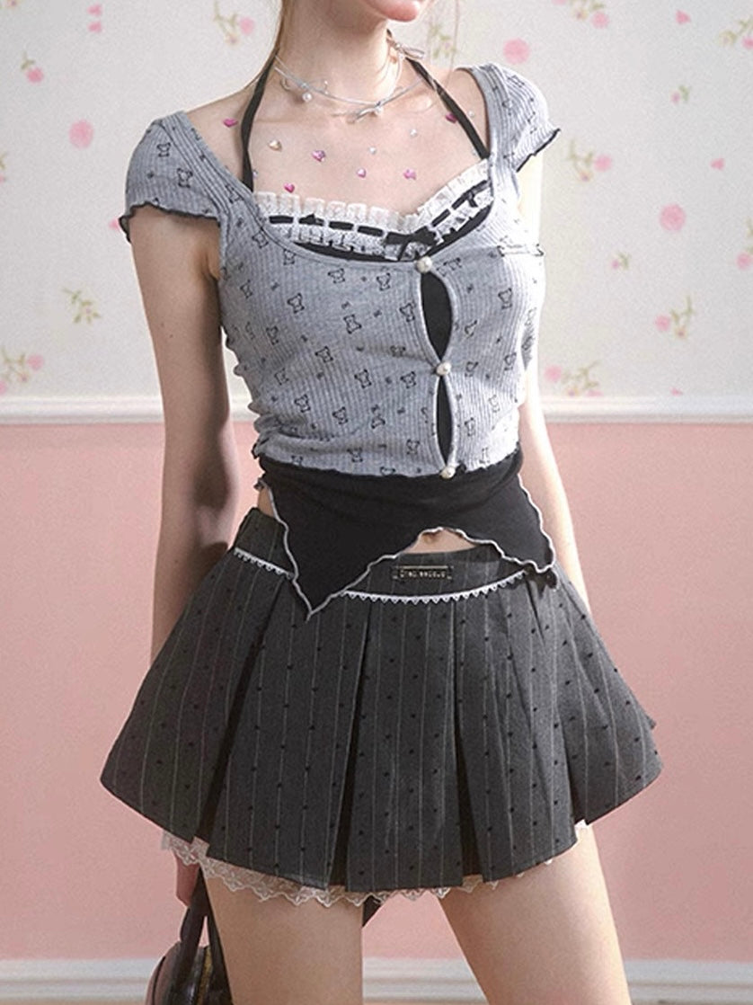 Gray Pleated Skirt