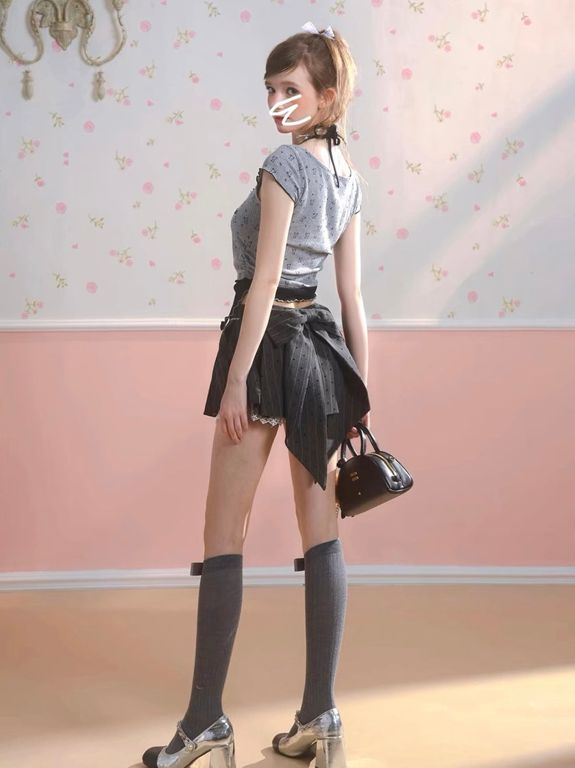Gray Pleated Skirt
