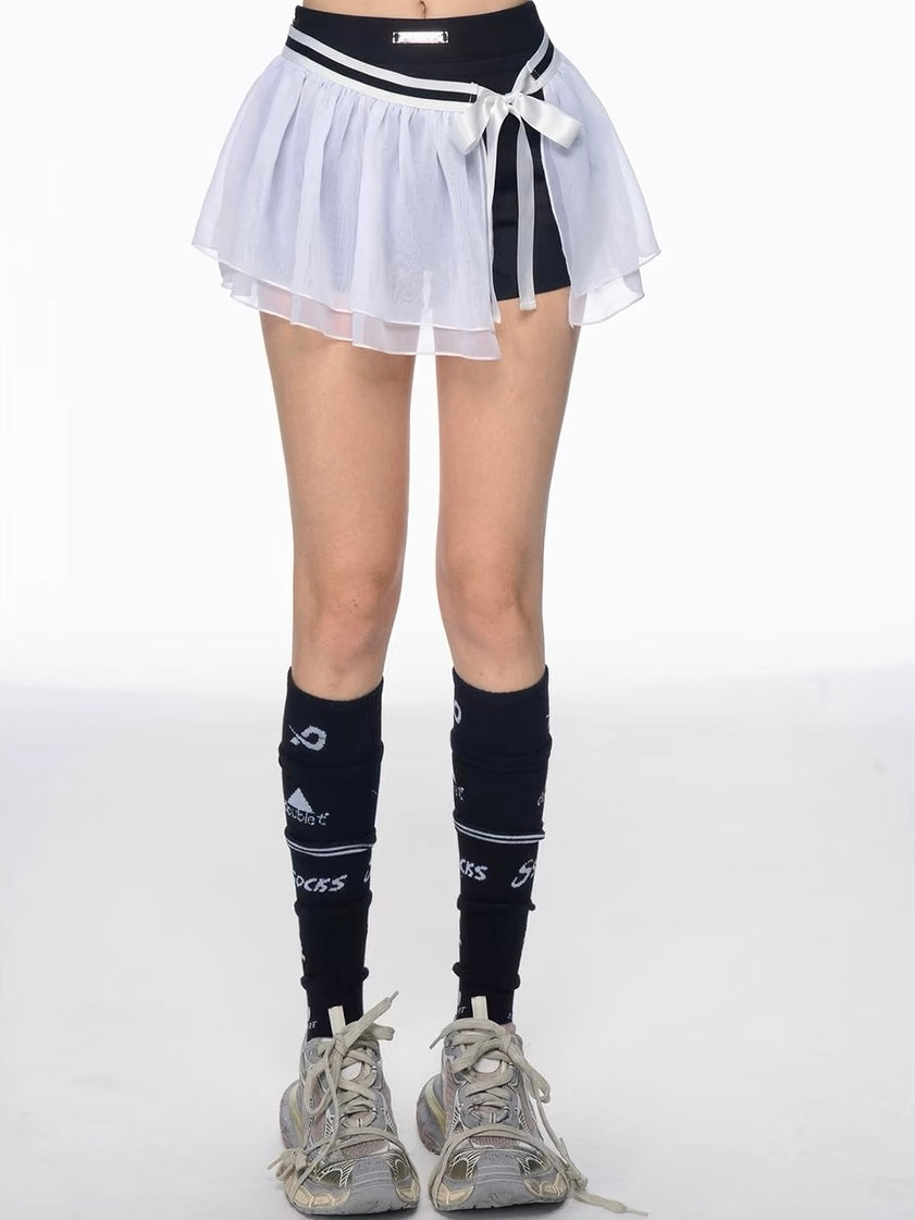 White Mesh Ballet Skort