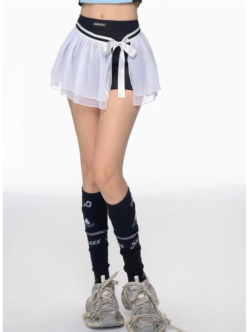 White Mesh Ballet Skort