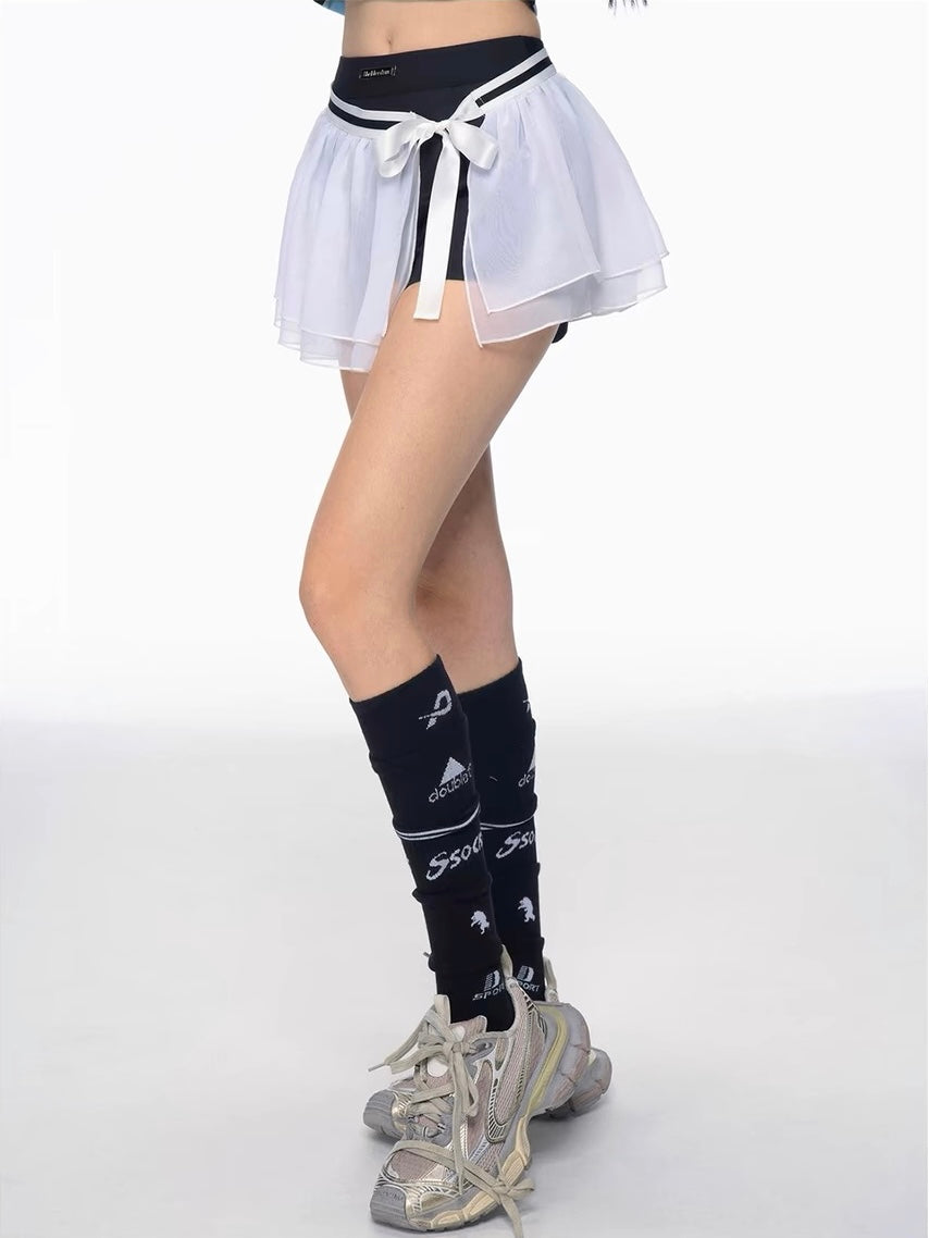 White Mesh Ballet Skort