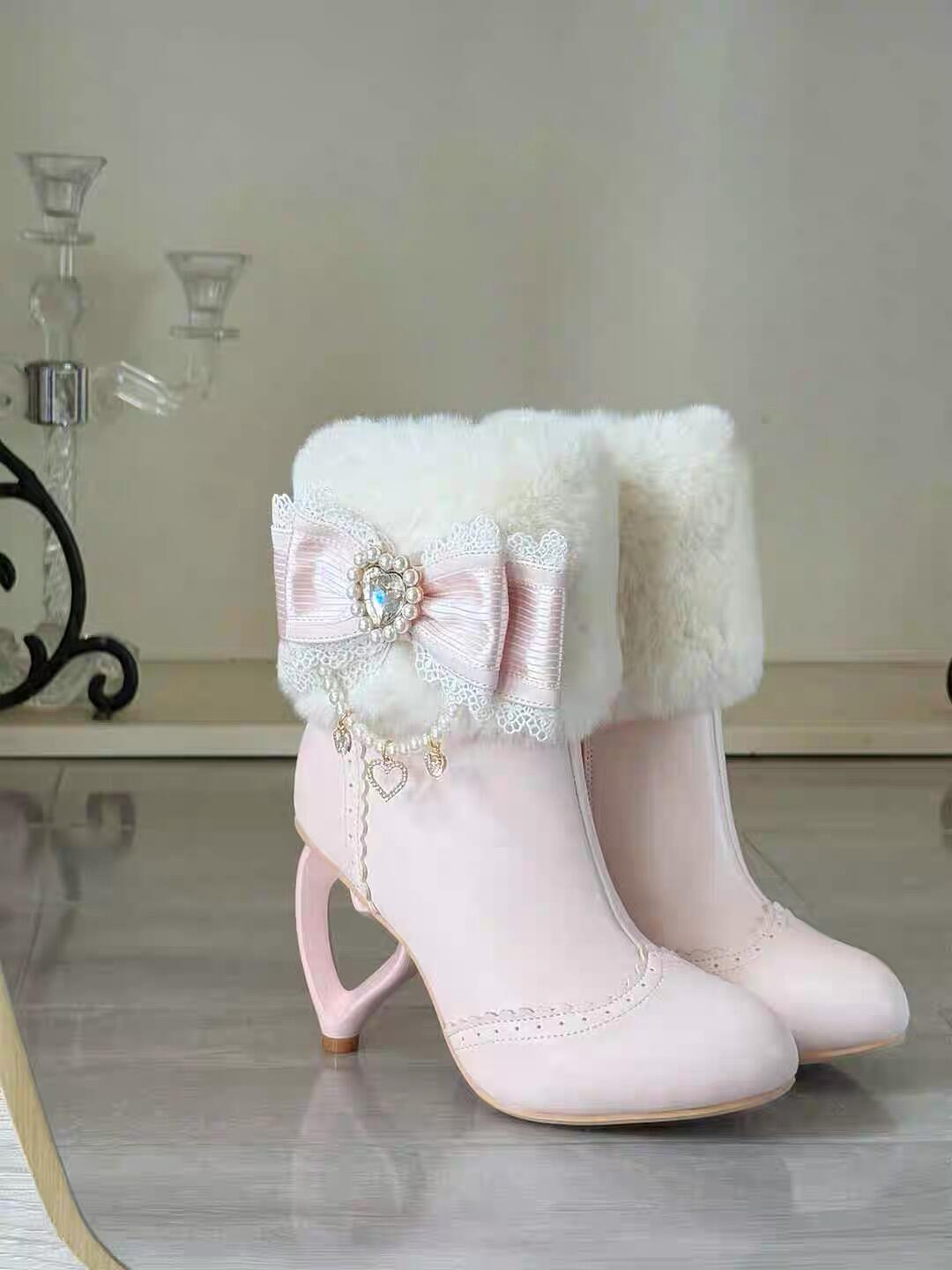 ♡ Otome Sugar ♡ - Heart Heel Ankle Boots