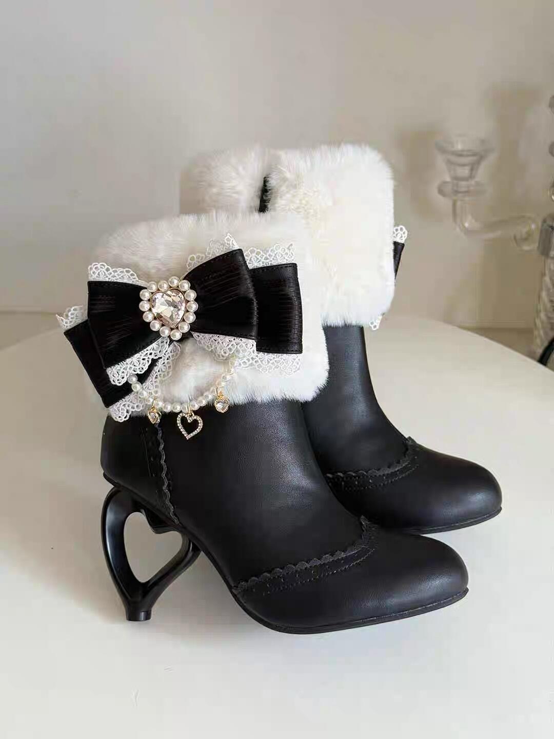 ♡ Otome Sugar ♡ - Heart Heel Ankle Boots