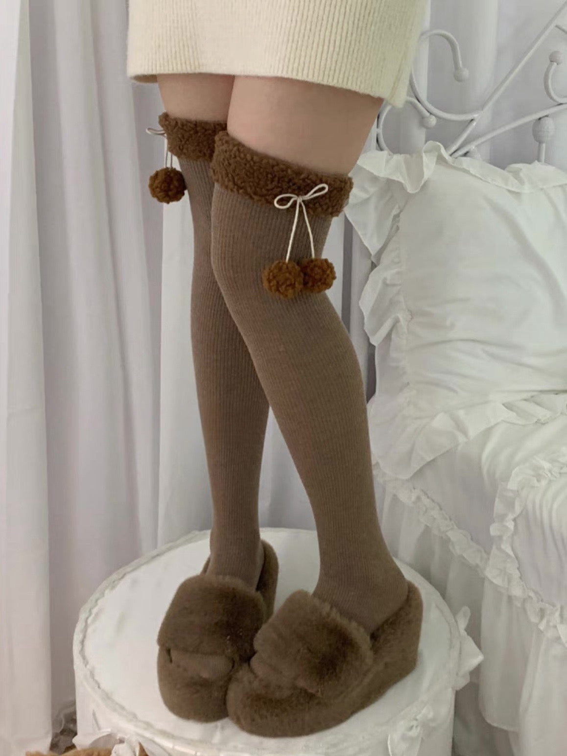 ♡ Furry Ball Thigh-Highs ♡
