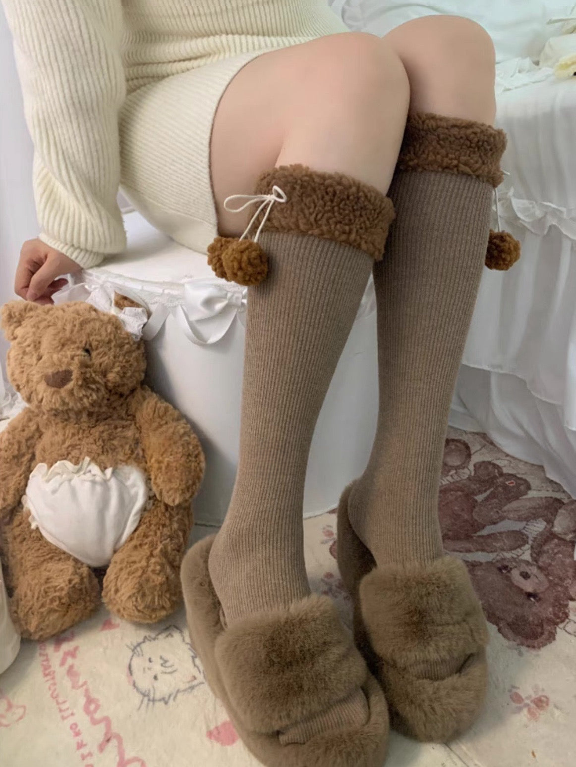 ♡ Furry Ball Thigh-Highs ♡