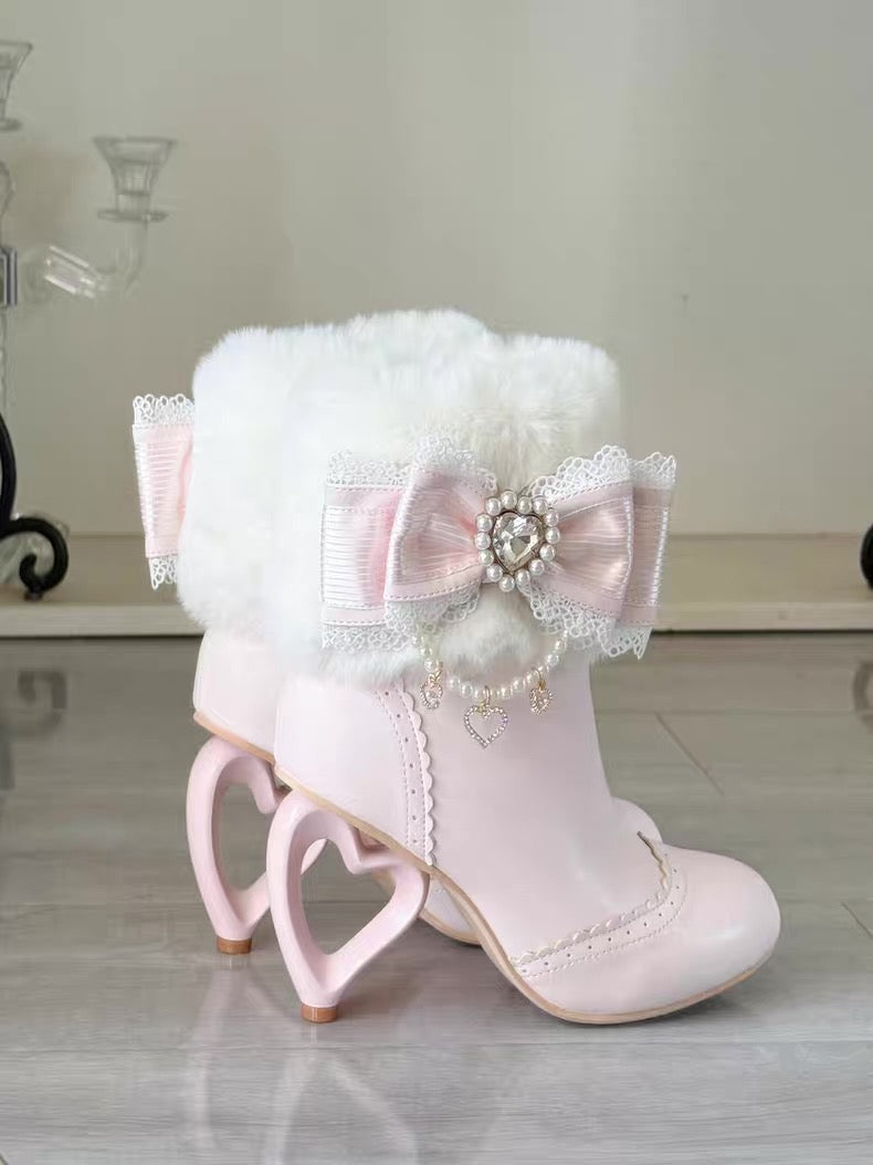 ♡ Otome Sugar ♡ - Heart Heel Ankle Boots