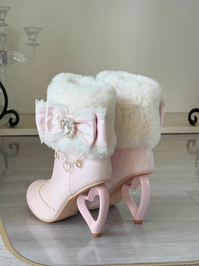 ♡ Otome Sugar ♡ - Heart Heel Ankle Boots