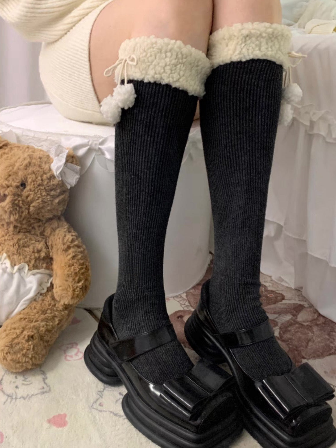 ♡ Furry Ball Thigh-Highs ♡