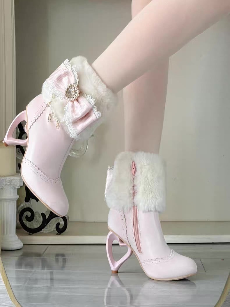 ♡ Otome Sugar ♡ - Heart Heel Ankle Boots