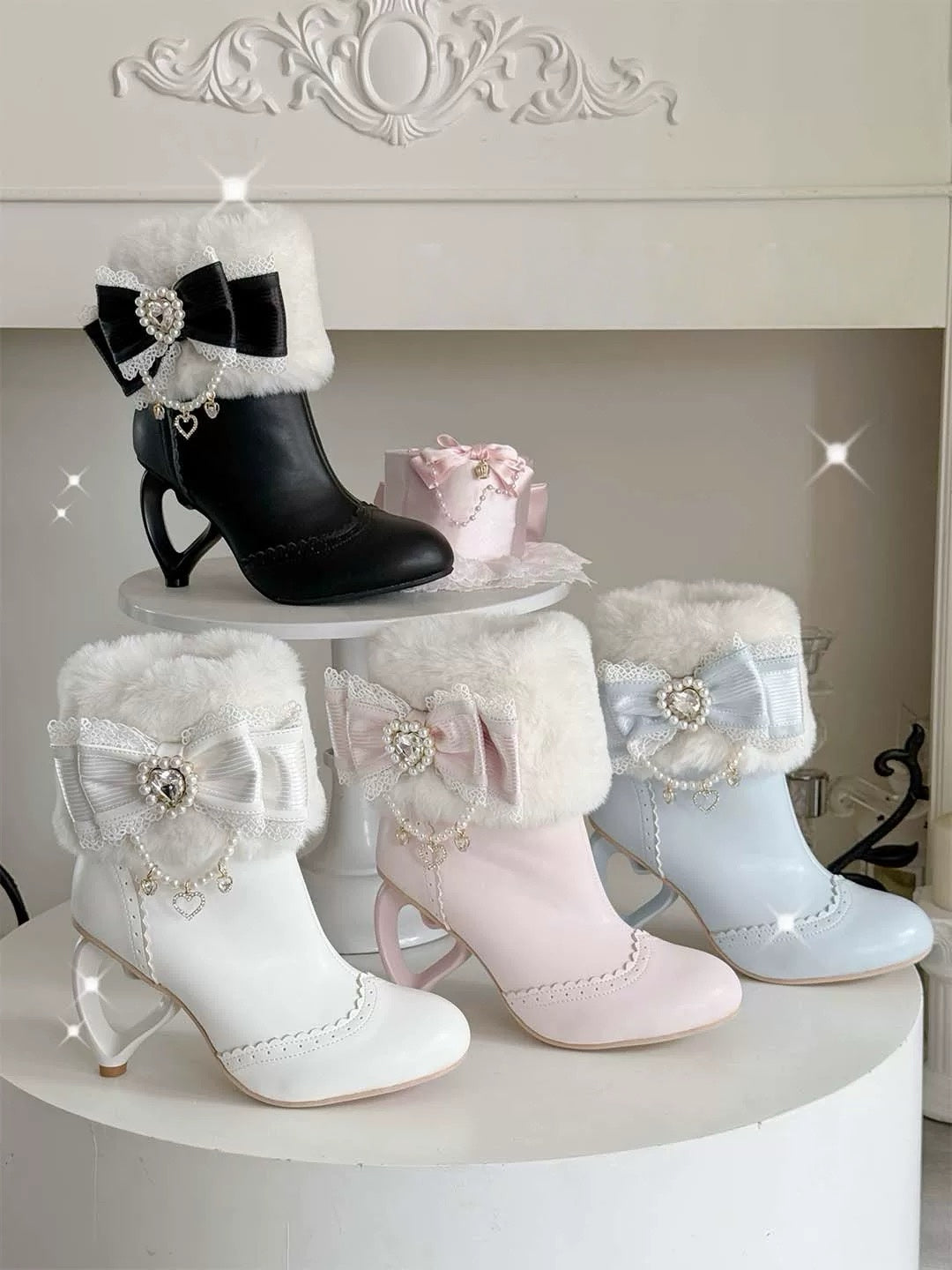 ♡ Otome Sugar ♡ - Heart Heel Ankle Boots