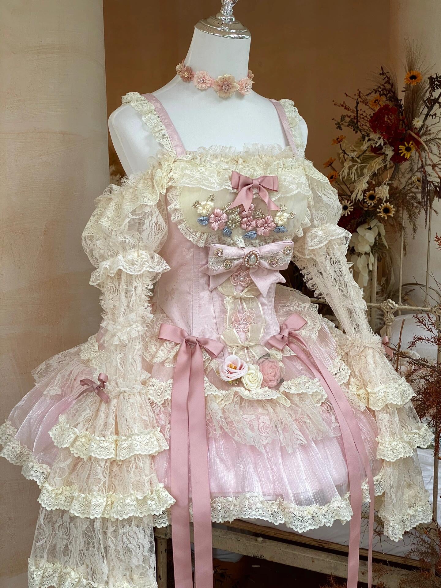 Blossoming Love Lace Rococo Fairy Dress Heart of Doll Blossoming Love Lace Rococo Fairy Dress Heart of Doll