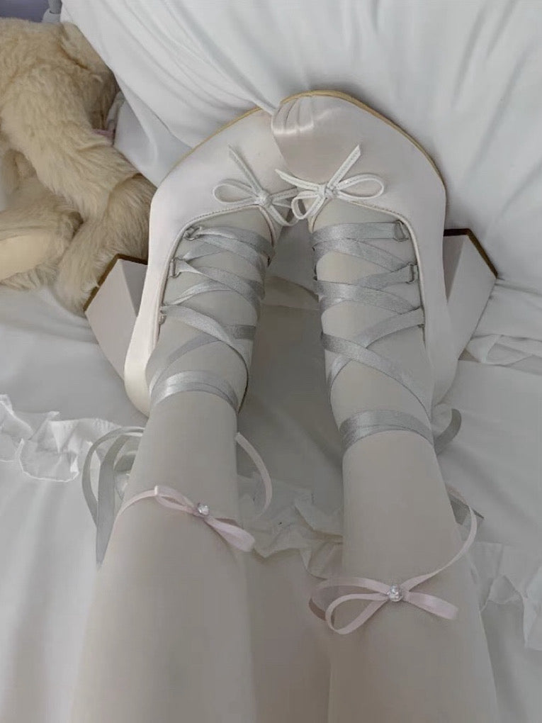 ♡ Milky White Velvet Pantyhose ♡