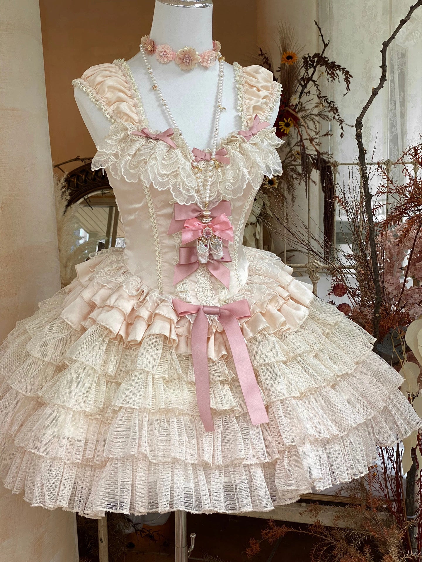 doll dress short Creamy Lace Marie Antoinette Style Short Dress – Heart of Doll