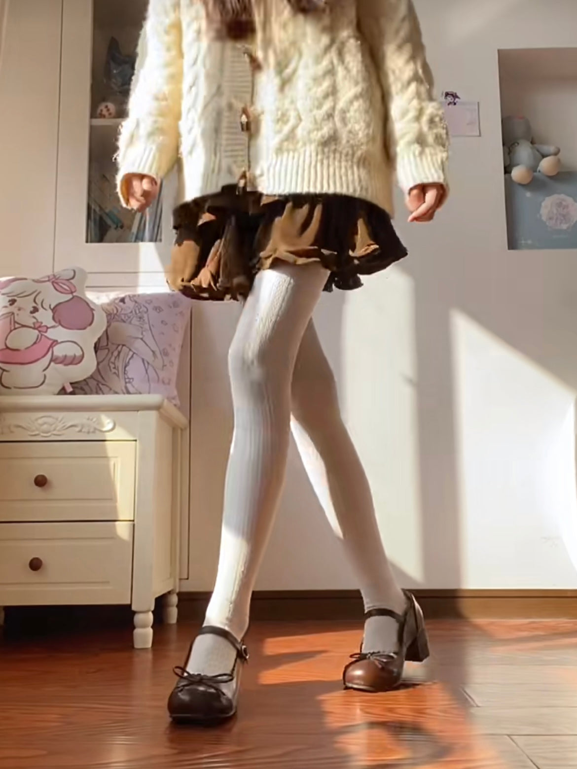 ♡ Corduroy Brown Cake Skirt ♡