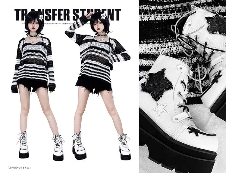 ♡ Transfer Student ♡ - Canvas Platform Bootie