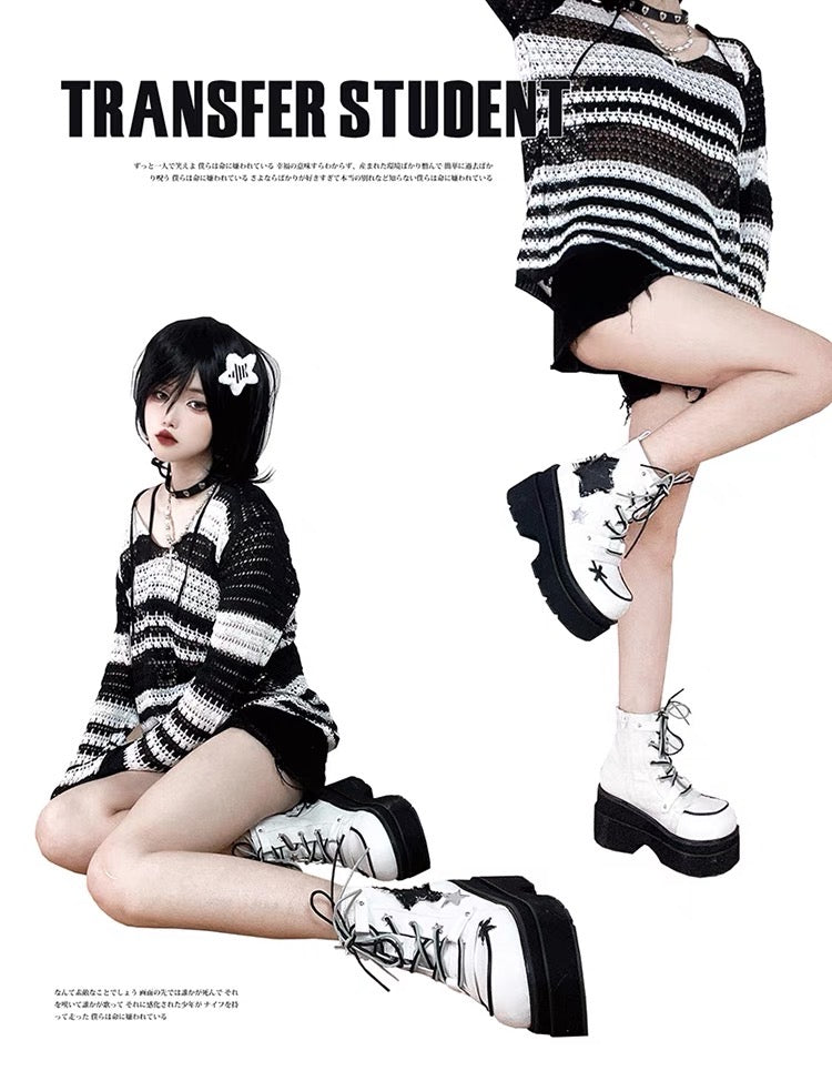 ♡ Transfer Student ♡ - Canvas Platform Bootie