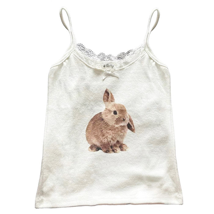 Rabbit Print Y2K Tank Top