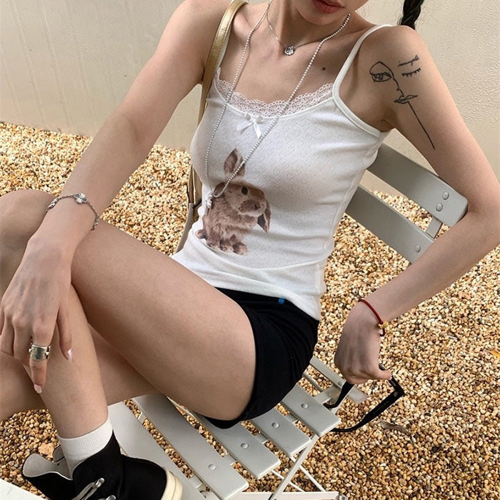 Rabbit Print Y2K Tank Top