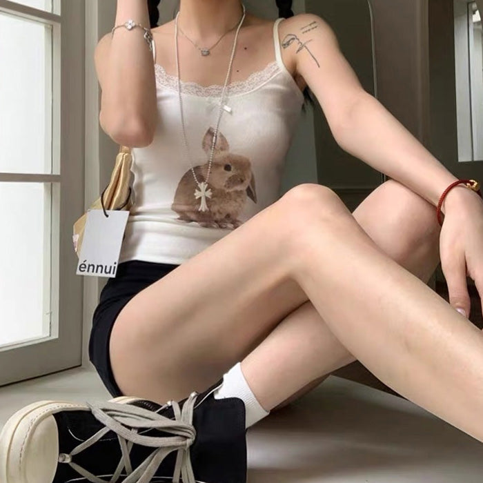 Rabbit Print Y2K Tank Top