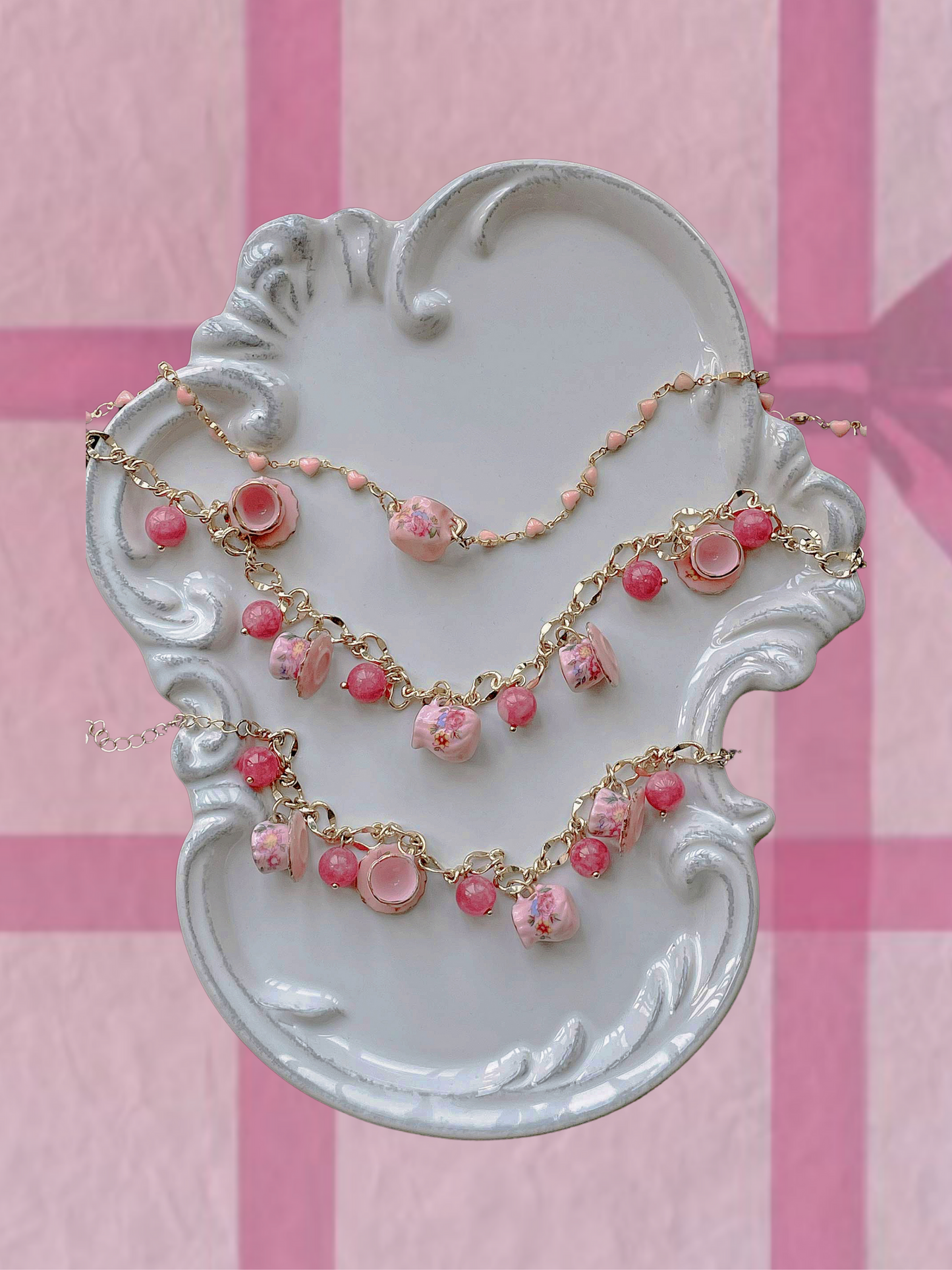 ♡ Garden Tea Party ♡ - Vintage Teacup Necklace/Bracelet