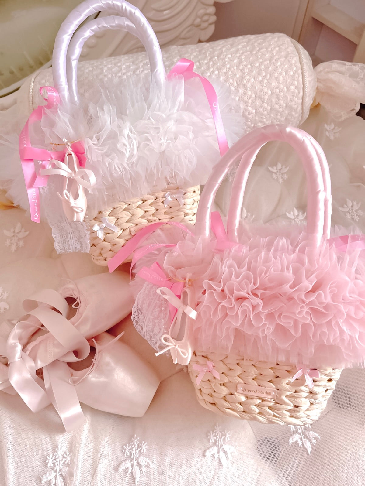 ♡ Fairy Floss ♡ - Ballet Ruffle Straw Bag