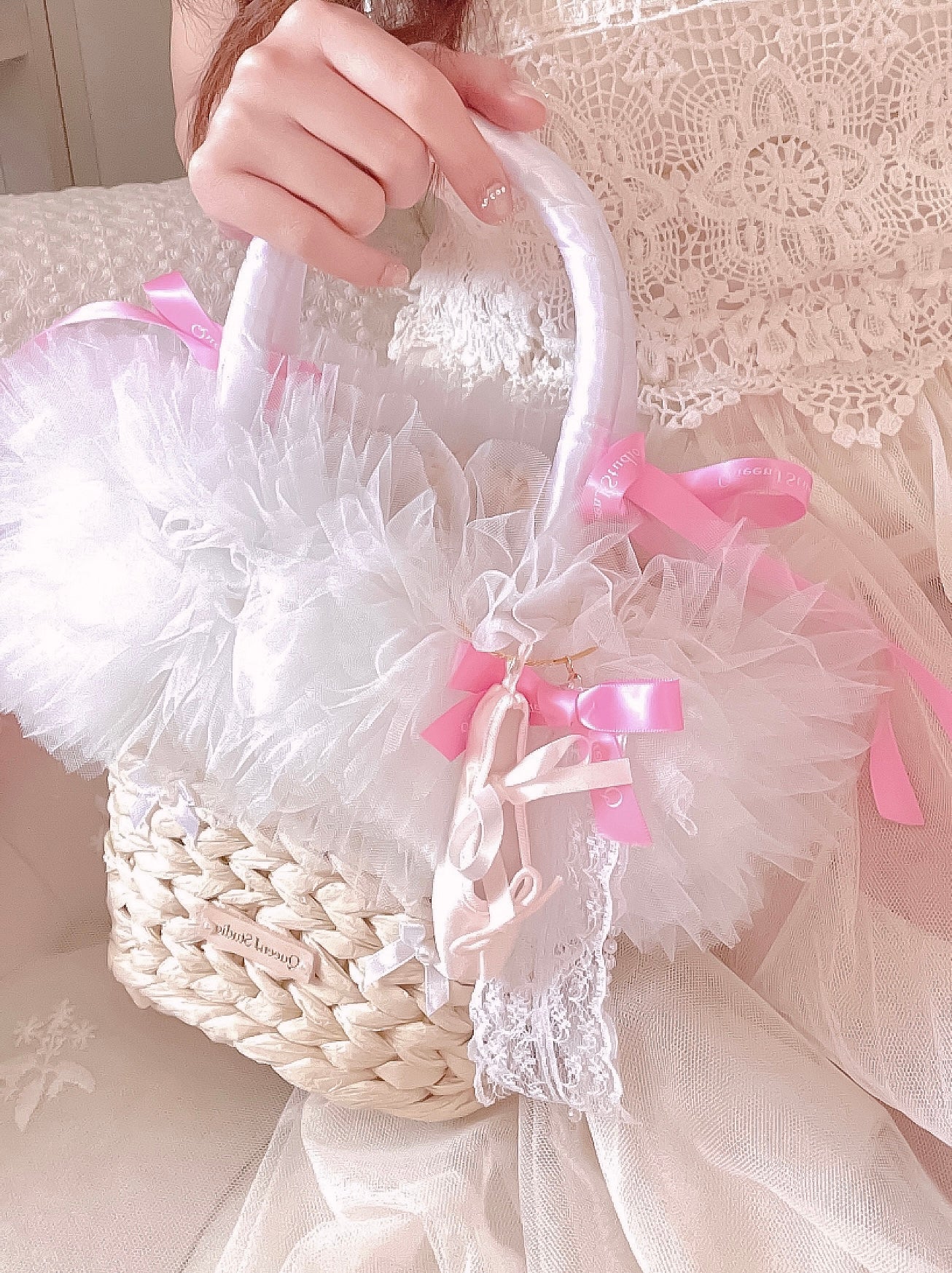 ♡ Fairy Floss ♡ - Ballet Ruffle Straw Bag