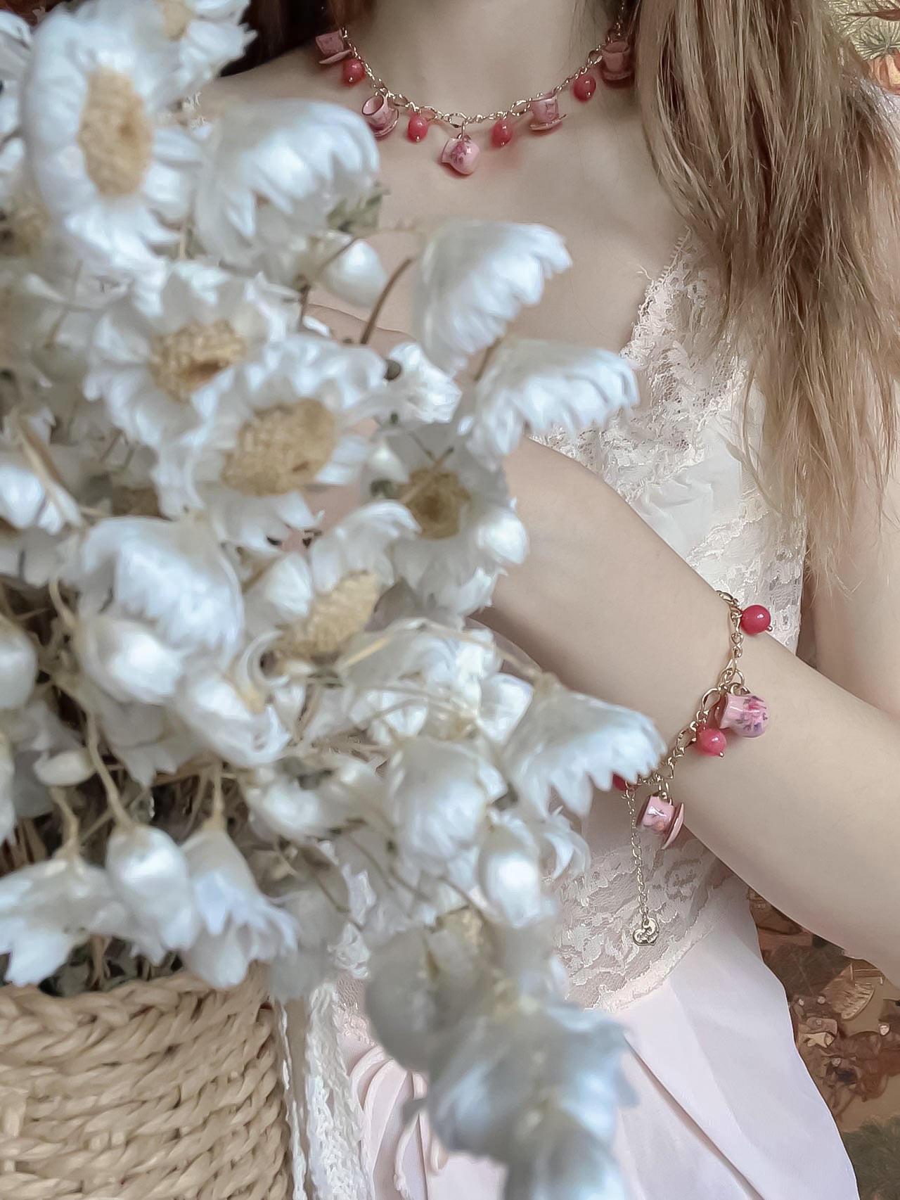 ♡ Garden Tea Party ♡ - Vintage Teacup Necklace/Bracelet
