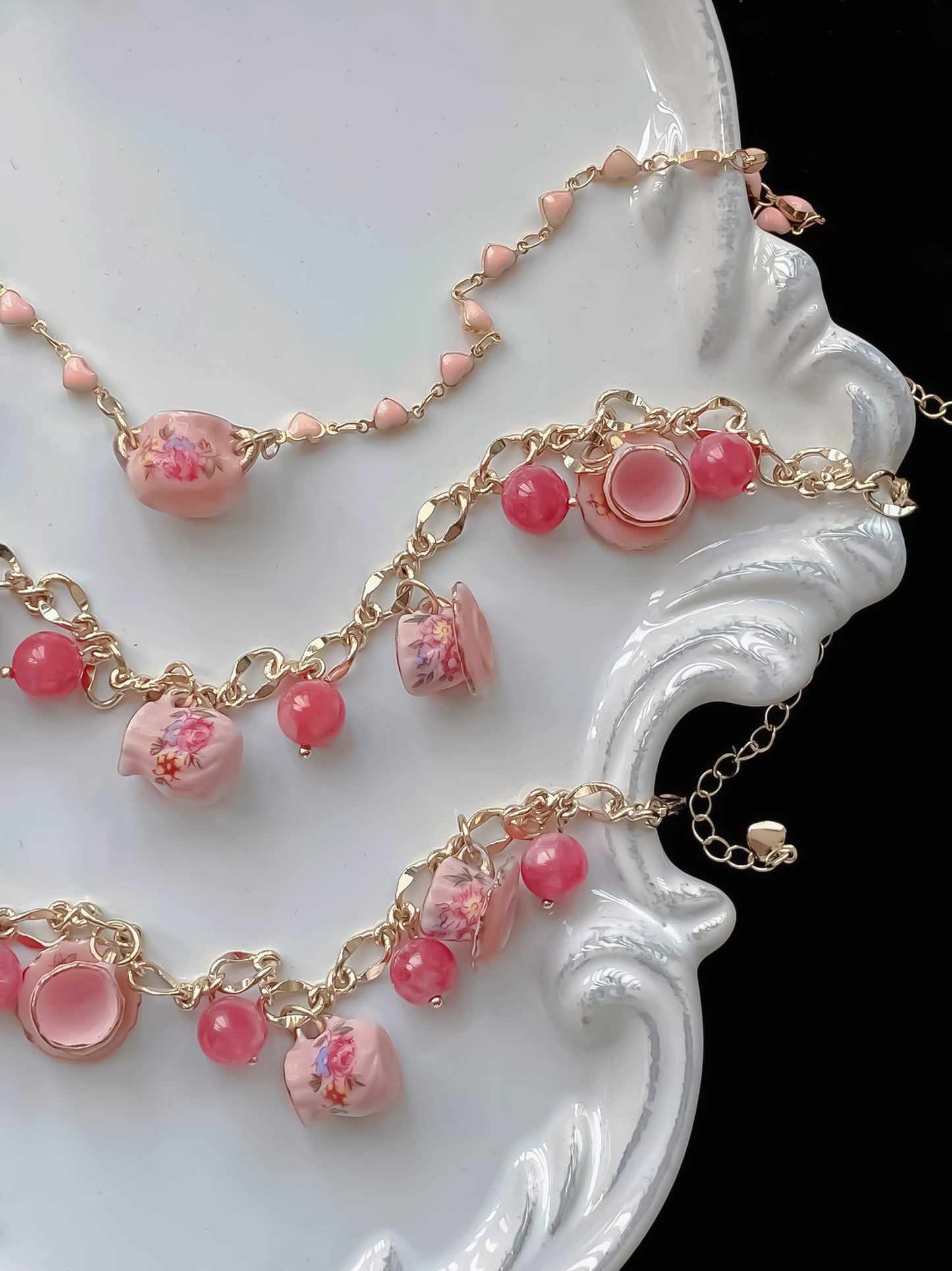♡ Garden Tea Party ♡ - Vintage Teacup Necklace/Bracelet