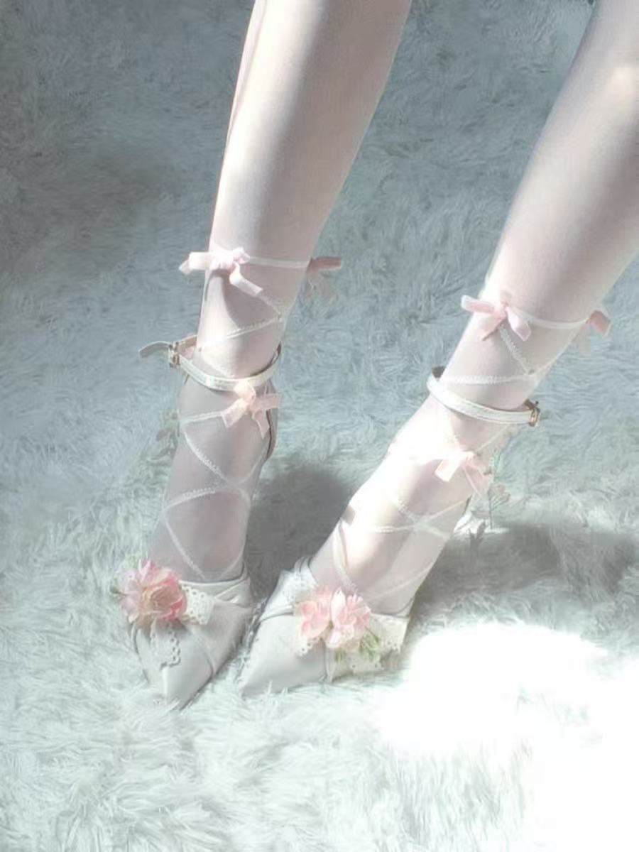 Pink Purple Flower High Heels Paris Wedding Shoes
