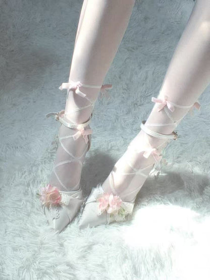 Pink Purple Flower High Heels Paris Wedding Shoes