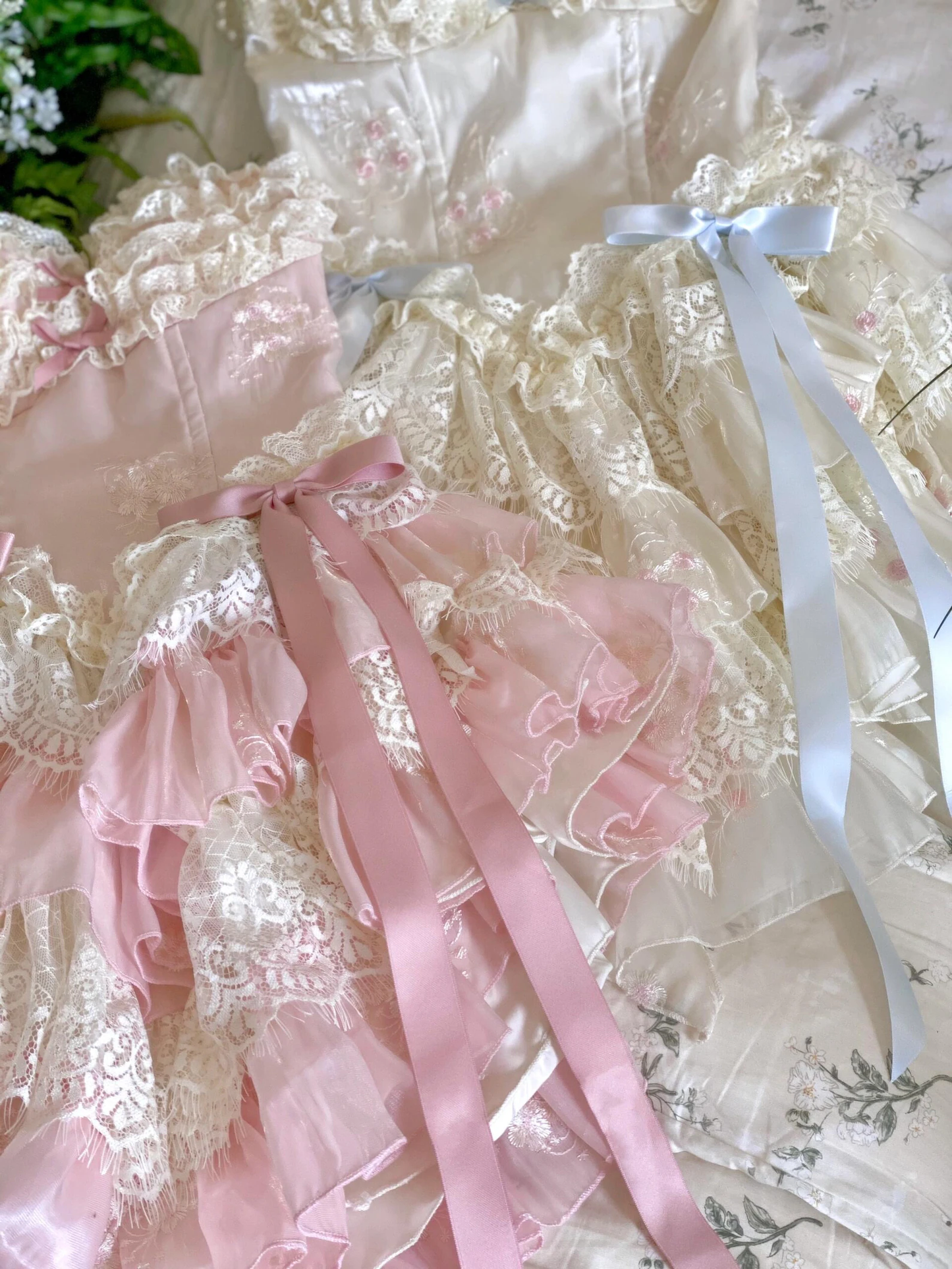 Pink Lace Marie Antoinette Style Short Dress