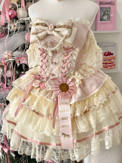 Rose Sweet Tea Lace Marie Antoinette Style Short Dress Set